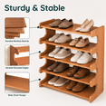 thumbnail image 6 of MEHOOM 5 Tier Bamboo Shoe Rack Organizer for Closet, Entryway, Dorm, Garage, Sturdy Shoe Storage Shelf, 28"x11"x27" (Natural), 6 of 10