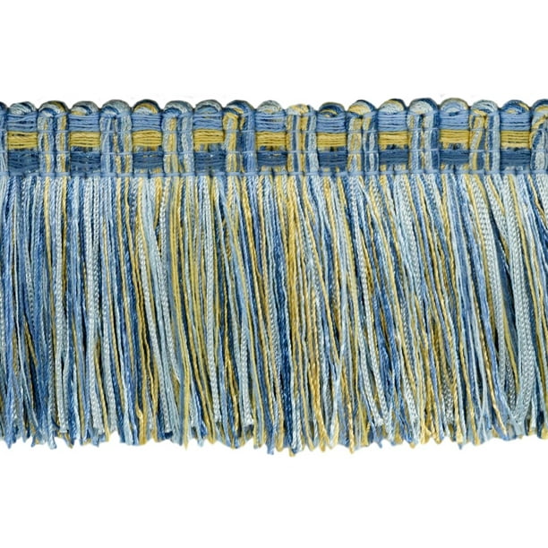 3" (7,5cm) de long Collection de Véranda Vintage Pinceau Garniture de Franges (style 0300vb), bleu cendrillon multicolore vnt13 (bleu clair, bleu ciel, jaune doré) vendu par la cour (36" / 3 pi / 0,9M)
