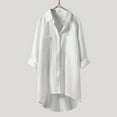 thumbnail image 4 of Wdgfv Women's Oversized Linen Shirts Blouses Tops Long Sleeve High Low Button Up Shirts, 4 of 7