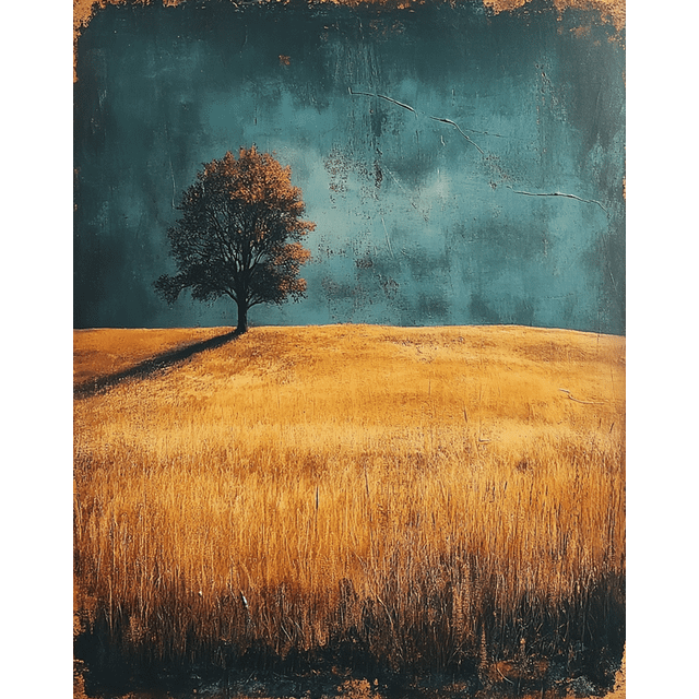 Qisvanset Framed Canvas Wall Art, 12x16 Inch Vintage Prairie Rustic Farmhouse Landscape Art