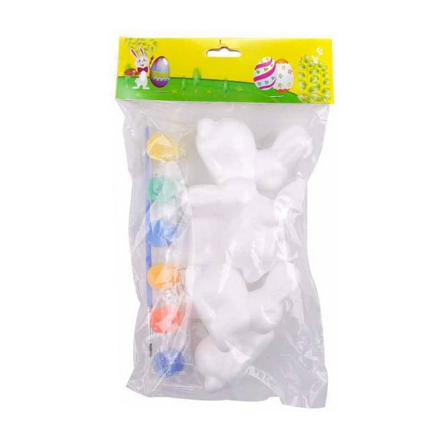 B Easter Craft Kit For Kids Includes Paintable Foam Bunny Figurines And Simulated Eggs With Marker For Spring Holiday Art Activity And Table Decor