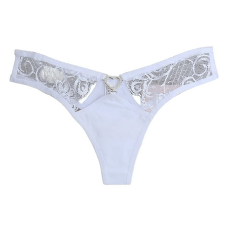BYHONG Women s Underwear Open Sexy Underwear Solid Color Lace Transparent T Pants Thong Panties for Women Pack White S