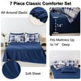 thumbnail image 5 of Beartech 7 Piece Comforter Set-Navy Blue Plaid Luxury Soft Bed Set,Reversible Patchwork King Size Bedding Set for All Season,Bed in a Bag with Down Alternative Comforter,Sheets,Pillowcases & Shams, 5 of 9