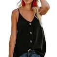 thumbnail image 1 of Camisolas de tirantes ajustables para mujer, camisetas sin mangas con cuello en V y botones, camisola de verano para vacaciones, 1 of 5