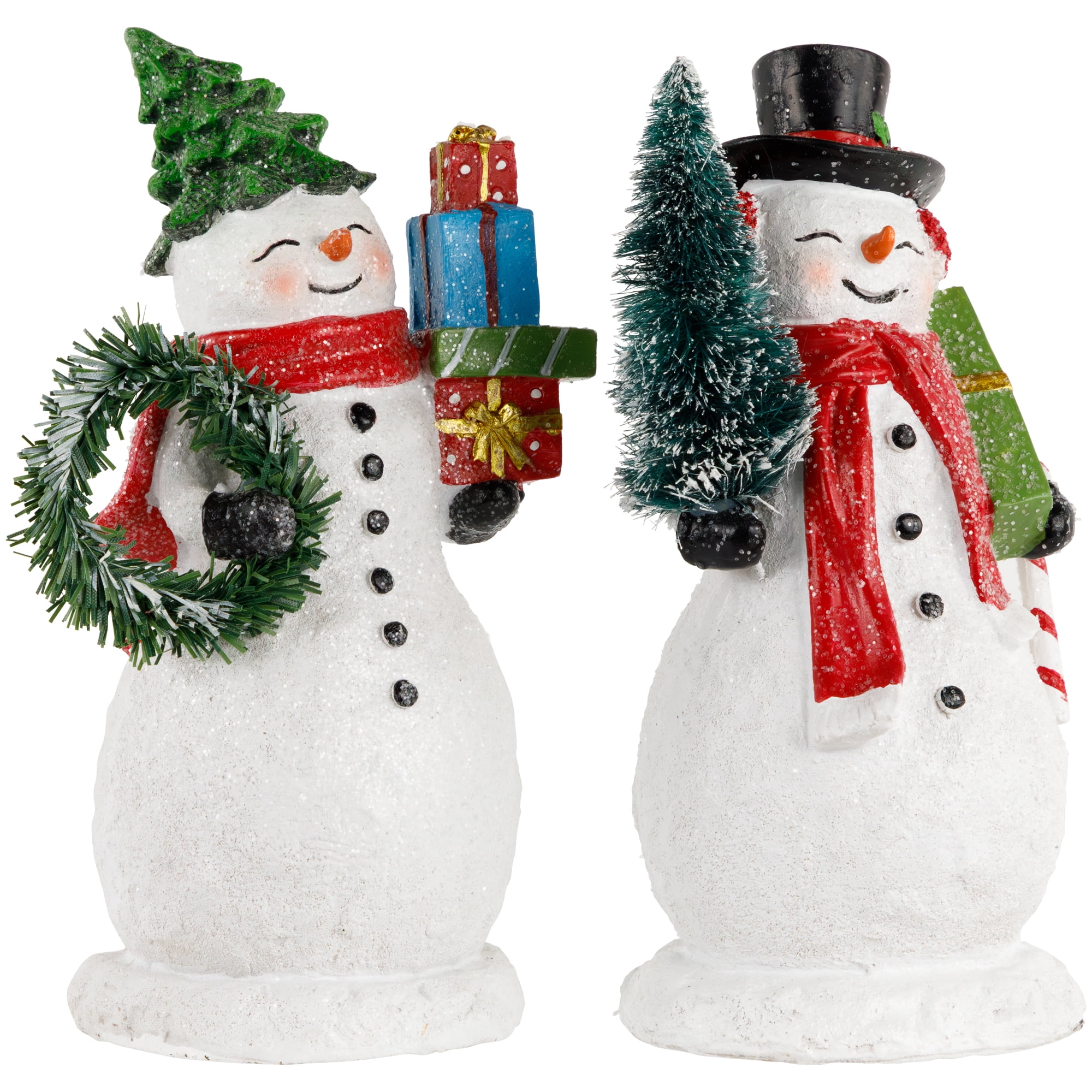 Northlight Shopping Snowmen Couple with Presents Christmas Figurines - 8" - Set of 2