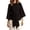 Black, variant on Women's Solid Color 3/4 Sleeve Tee, Tie Waist Belted Casual Polyester Blouse for Vacation & Work Office Wear, 1PC, XS-L