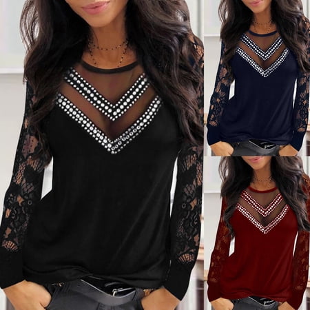 Product Classification Women's T-Shirts | Product Title Women Shirt Long Sleeve Casual Stylish Top Shirts | Platform Competitors Title Analysis Lace Sequin Daily Fashion Top Shirt Solid Color Party