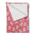 thumbnail image 2 of Country Home Soft Flannel Fleece Throw Blanket, Little Daisies Bouquets Girls Bedroom Desgin Freshness Pink Backdrop, Cozy Plush for Indoor and Outdoor Use, 70" x 90", Teal Pink White, by Ambesonne, 2 of 5