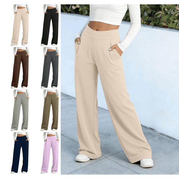 Mifsaly Womens Yoga Pants with Pockets High Waisted Wide Leg Workout Pant Lightweight Casual Summer Clothes 2026 Beige,XL