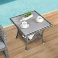 thumbnail image 7 of JOIVI Outdoor Wicker End Table Square Glass Top Rattan Coffee Table with Storage, Aluminum Frame, Gray, 7 of 7