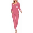 thumbnail image 1 of SWOMOG Ensemble de Pyjama pour Femmes, Haut à Manches Longues avec Pantalon, 2 Pcs, Vêtement de Nuit, Ensemble de Pyjama en Modal Doux, 1 of 6