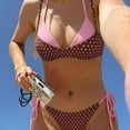 thumbnail image 2 of Top-kevin Women's Polka Dot Bikini Set Double Layer Halter Swimsuit Colorblock Side Tie 2 Piece Bathing Suit, 2 of 6