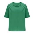 thumbnail image 4 of Camiseta con Botón Mujeres, Sudadera Casual Color Sólido Camiseta de Cuello en V de Manga Corta para Diario, Compras Y Salida, 4 of 9