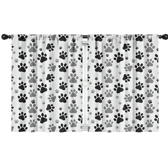 Blackout Kids Curtains,Grey Dog Paw Footprint Childrens Insulated Curtains Set Of 2,Bedroom Essentials,Toddler Room Decor 42x54in(106x137cm)