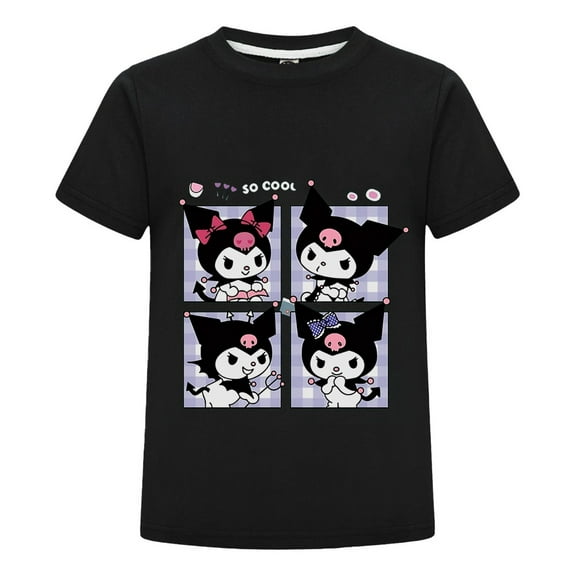 Kids Cartoon T-Shirt - Cute Kuromi Print Short Sleeve Tee for Girls & Boys - Soft Cotton Casual Summer Top