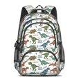 thumbnail image 2 of Dinosaur and Text White Pattern Backpack for School, Cute School Bag with Adjustable Shoulder Straps and Padded Back, 16.9"x12.6"x5.9", 2 of 5