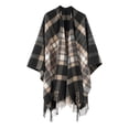 thumbnail image 2 of Women's Plaid Blanket Scarf Shawl Wrap Warm Cozy Winter Poncho Cape with Tassels Stylish Oversized Checkered Design, 2 of 3