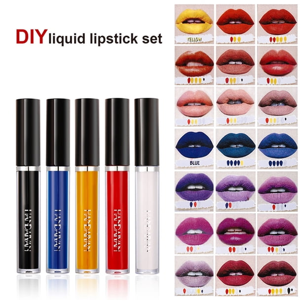 Kit de brillo de labios de terciopelo de 5 uds. Líquido mate de larga duración que no se desvanece para mujeres y niñas