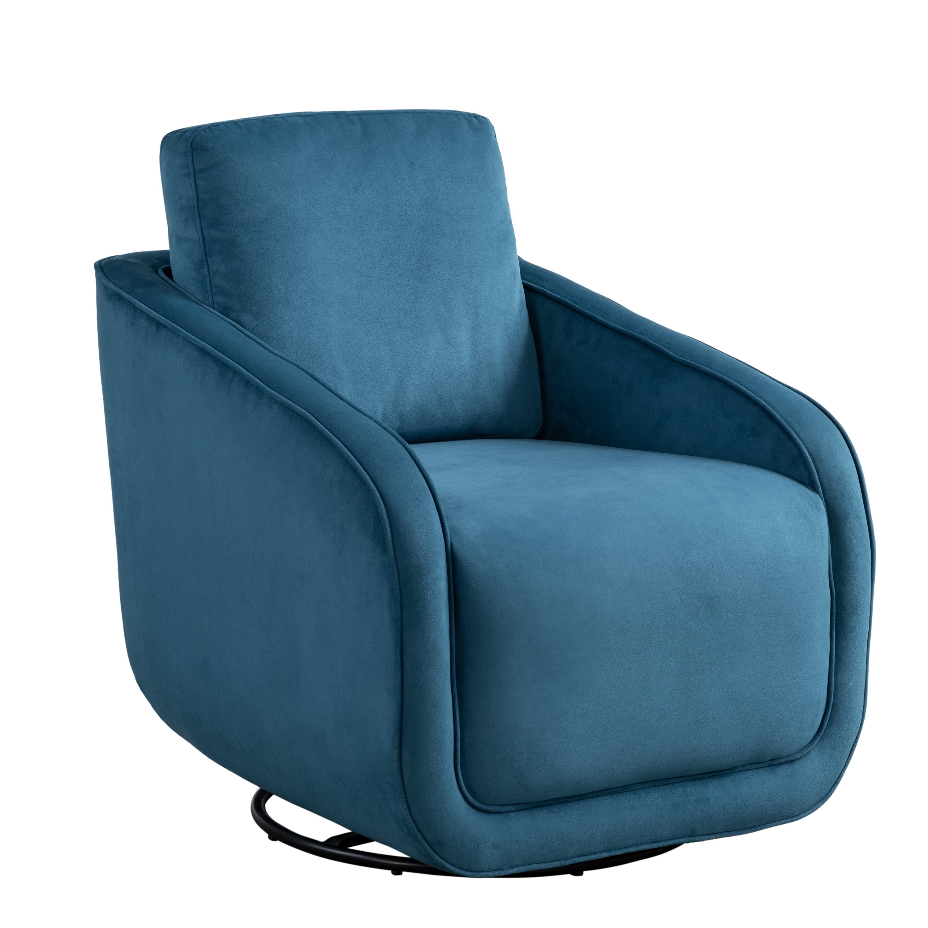 Studio Living Lychford Boho Swivel Accent Chair, Blue Velvet Fabric