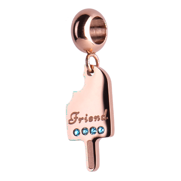Charm para Pulsera LuckyLy, Dije de Paleta, Acero Inoxidable y Zirconia Cúbica, Modelo Loly rosa UNITALLA