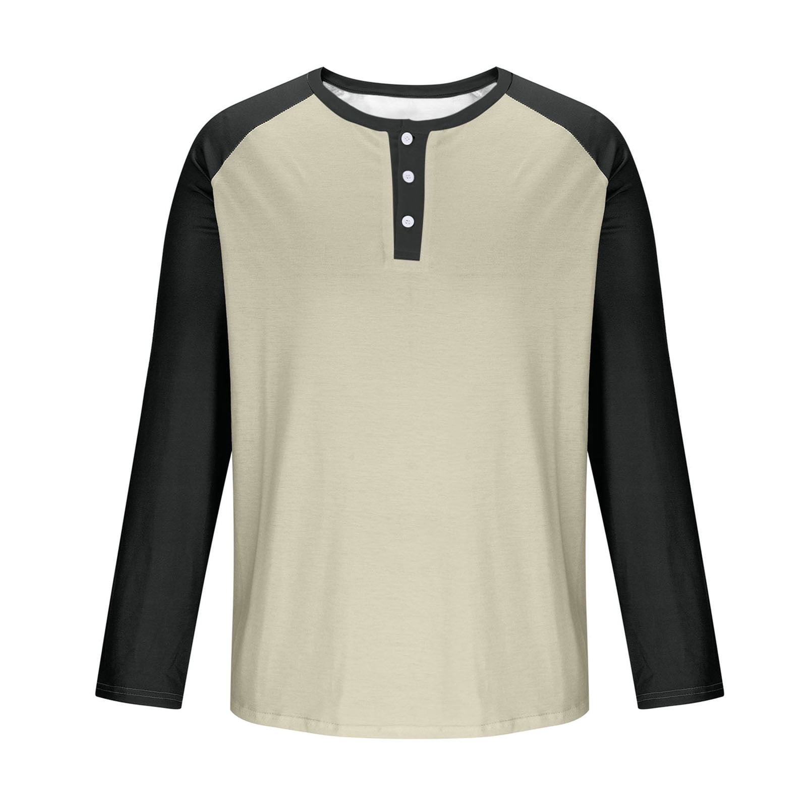 AnuYalue Mens Big and Tall Henley Shirts Lightweight 3/4 Sleeve Baseball T-Shirt Fashion Color Block Tee Fall Winter Athletic Tops