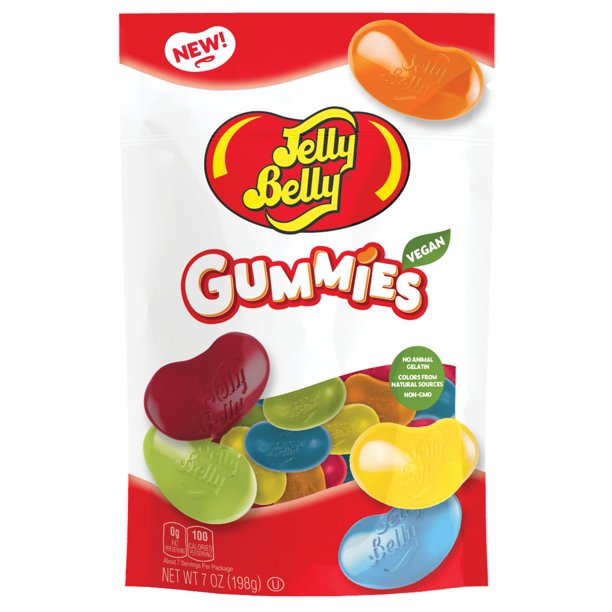 Jelly Belly Gummies, Vegan and NonGMO, 5 Assorted Flavors, 7 oz Bag