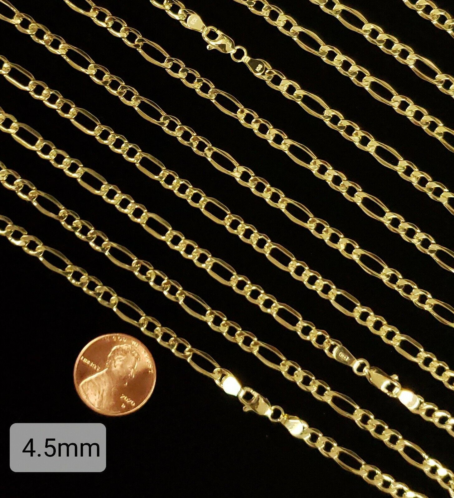 3.5MM-4.5MM Figaro Necklace Link Chain 