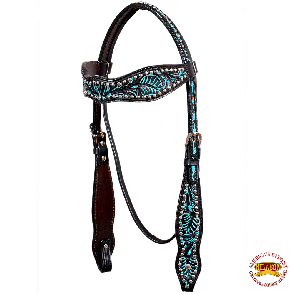 C-8-HS Western Horse Headstall Tack Bridle American Leather Barb Wire Hilason 