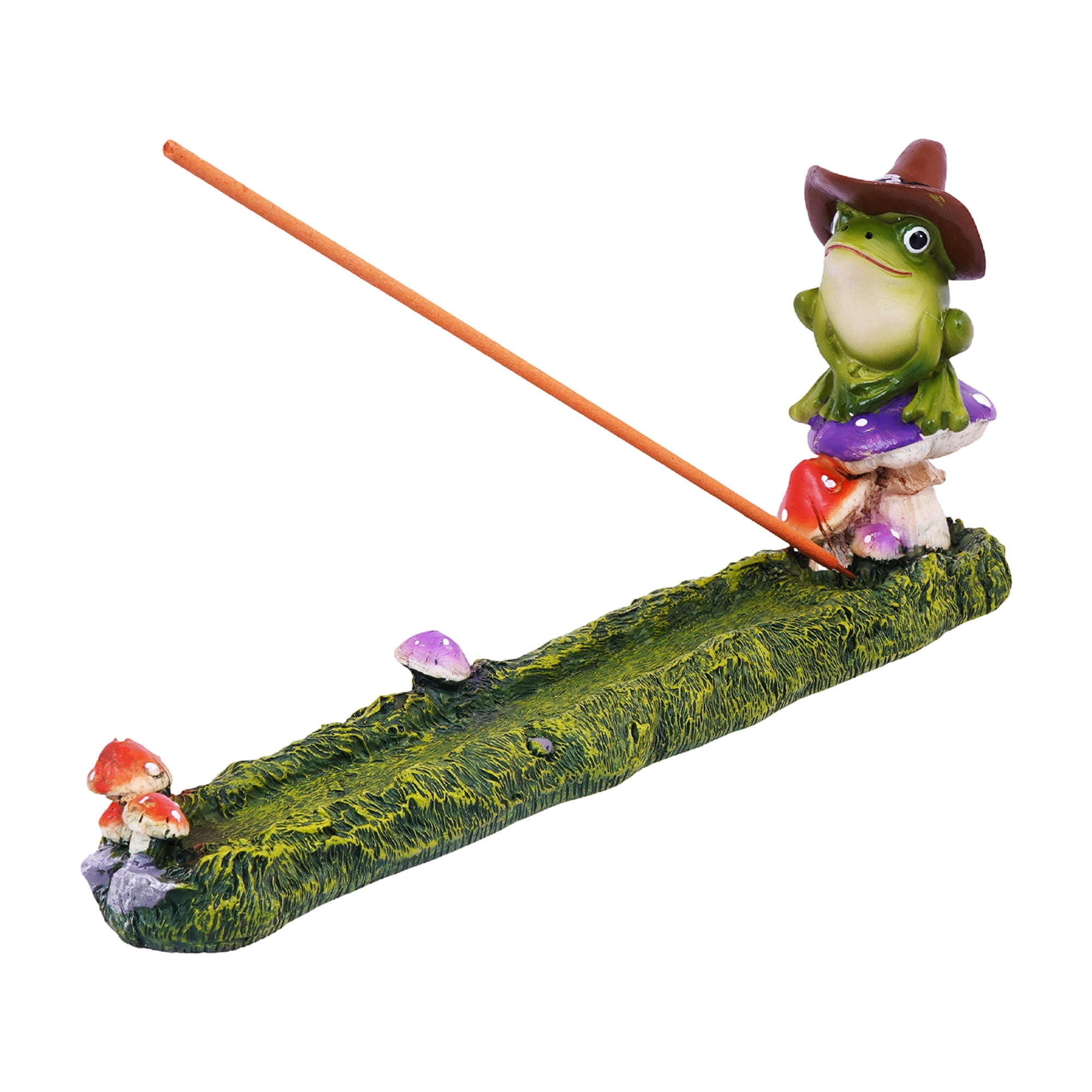 Whimsical Magical Frog Incense Burner – 10 x 1.5 Inch Hand-Painted Cold Cast Resin Holder for Stick or Cone Incense for Meditation, Yoga, Relaxation, and Spiritual Spaces
