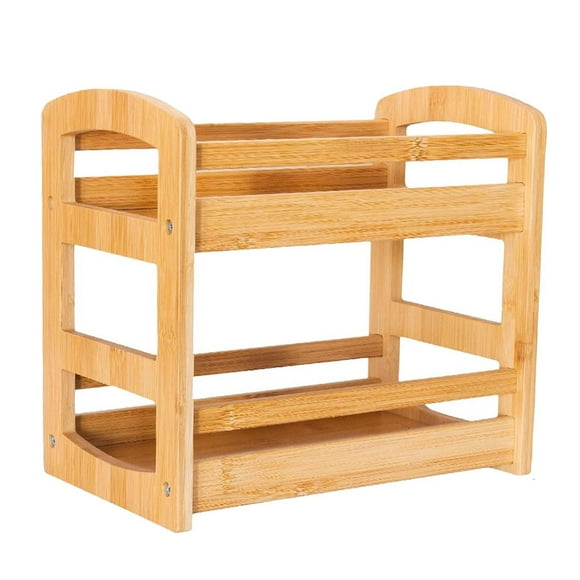 Shangren 2 Tier Spice Rack Bamboo Counter Shelf Holder for Countertop Cabinet Desktop