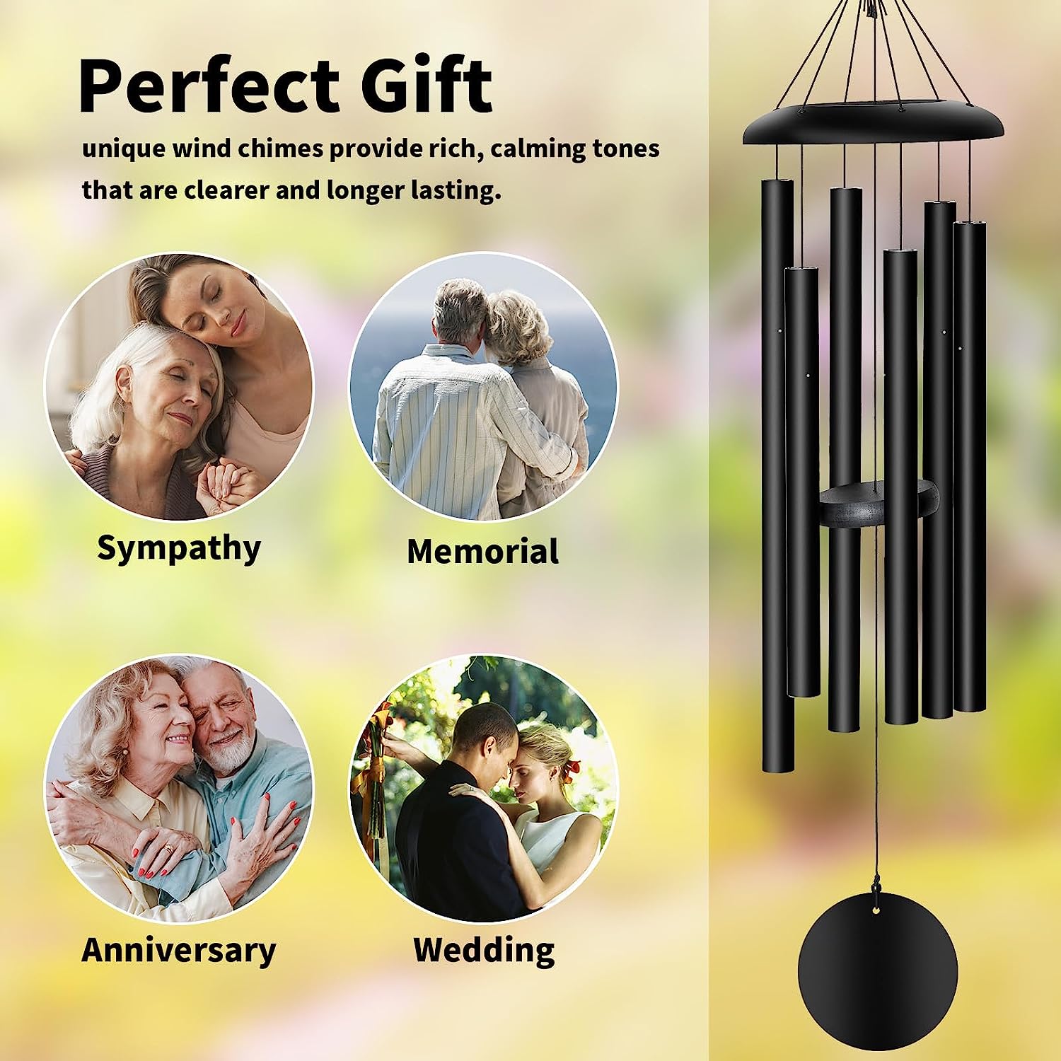 Wind Chimes Outdoor Deep Tone，36'' Large Memorial Wind Chimes for Outside，Wind Chime Gifts for mom/Grandma,Balcony,Garden Décor