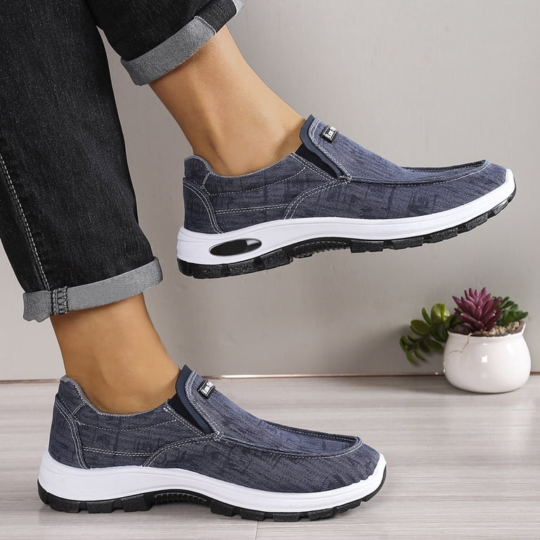 Mens Retro Denim Orthopedic Slip on Loafers Walking Shoes  display picture 2