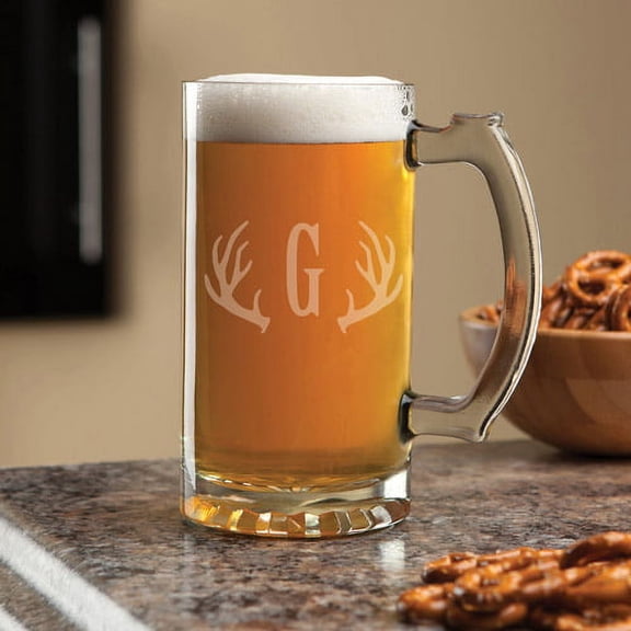 Personalized Antlers 16 oz Beer Mug