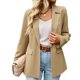 thumbnail image 2 of Traje de vacaciones holgado para mujer, Top de negocios de oficina con cuello vuelto, Color sólido, 2 of 7