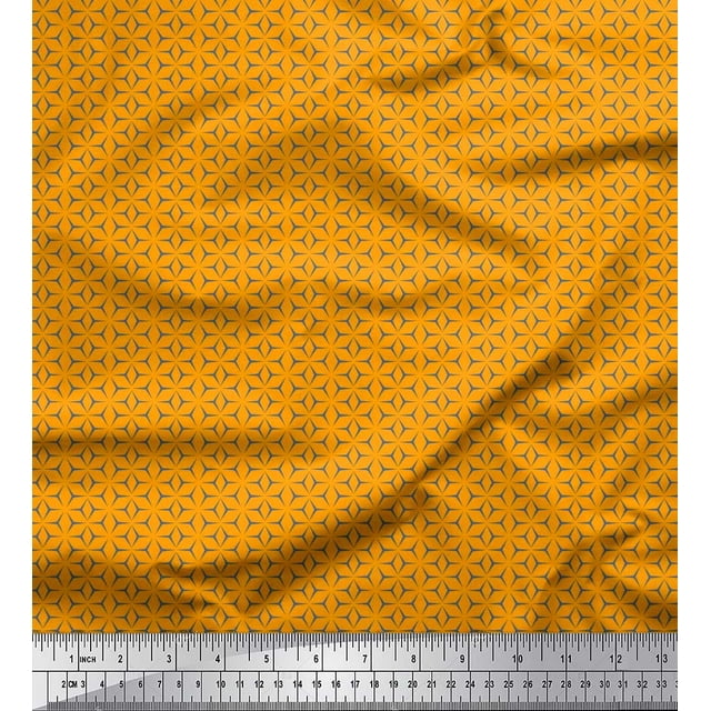 Soimoi Silk Fabric Geometric Small Decor Fabric Printed Yard 42 Inch Wide