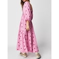 thumbnail image 5 of Women Floral Embroidered Maxi Dress Long Puff Sleeve Square Neck Boho Flowy Dress with Pockets Smocked Swing Long Dresses, 5 of 7