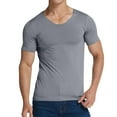 thumbnail image 2 of HOMADLES Mens T-Shirt Short Sleeve Slim Fit Lightweight Elastic Gym Stretch Pullover Summer Tee Gray XL, 2 of 7