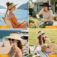 thumbnail image 7 of OZERO Women Sun Straw Visor Hat: Wide Brim Beach Hats Summer Ponytail Hat Foldable Packable UV Protection for Travel, 7 of 7