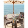 thumbnail image 2 of Outdoor Tablecloth with Umbrella Hole and Zipper, Watercolor Flowers Square Table Cloth 60x60 Inch Waterproof Tablecloth, Spring Hummingbird Butterflly Floral Beige Picnic Table Cover for Patio, 2 of 7