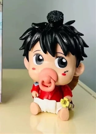 Newly Luffy Sanji Zoro Brook Franky Figure Sitting Q Version Nipple Anime Figures 10cm/3.9inch Anime Character Decor Statue Desktop Ornament Gifts (Luffy)