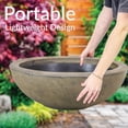 thumbnail image 2 of ZYPPPA Percival 20.75" Shallow Outdoor Planter Bowl for Flowers and Succulents - Polyresin Double-Walled Design - Sable, 2 of 17