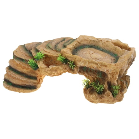 Unique Bargains Turtle Basking Platform Reptile Climbing Shale Resin Khaki 13.4 x6.3 x4.3
