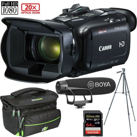 Canon VIXIA HF G21 Full HD Video Camcorder 20x Optical 400x Digital Zoom with 64GB Deluxe Bundle Includes, Cardioid Shotgun Video Microphone + 60” Video & Photography Tripod + Professional Camera