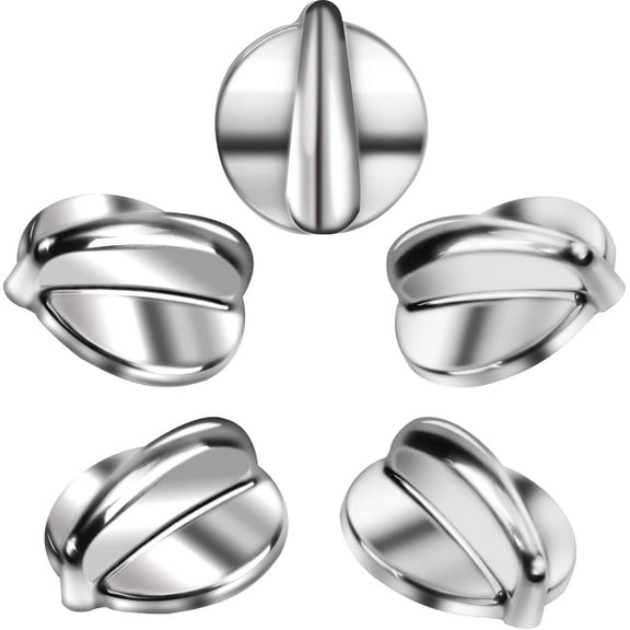 Upgraded Surface Burner Control Knob Replacement for GE Stove Knobs, Stainless Steel, Heavy Duty Metal, Replaces Part # WB03K10208, AP4980246, 1810427, AH3486484, EA3486484 Silver Silver Silver