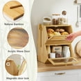 thumbnail image 4 of Double Layer Bread Box for Kitchen Countertop, Large Bamboo Bread Storage Container for Homemade Bread, Farmhouse Bread Holder for Kitchen Counter Cabinet, Pantry, Cupboard (Natural, Medium), 4 of 16
