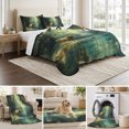 thumbnail image 6 of King Quilt Set 96''x106'', Green Forest Deer Lightweight Summer Bedspread Coverlet Set with 2 Pillow Shams, Fantasy Vintage Nature Scenery Breathable All Season Quilt Bedding for Bedroom/Guest Room, 6 of 9