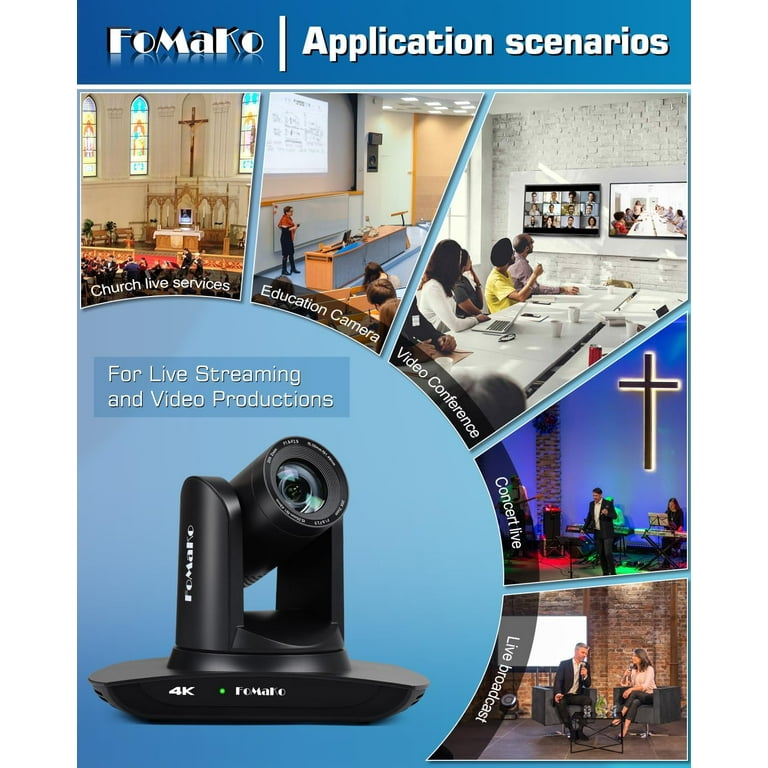 Hdmi Best Ptz Camera For Church Live Streaming FoMaKo 4K PTZ