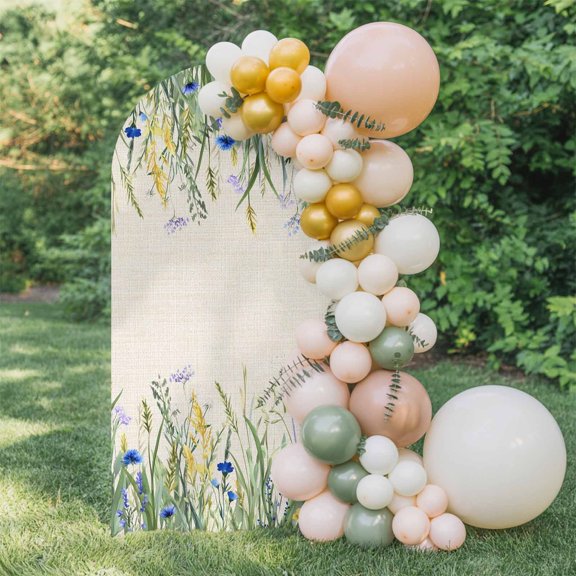 6ft Arch Backdrop Cover,Retro Country Plant Arch Stand Cover Spandex Fitted Backdrop Covers Farm Botanical on Linen Wedding Birthday Bridal Shower Party Background Decoration