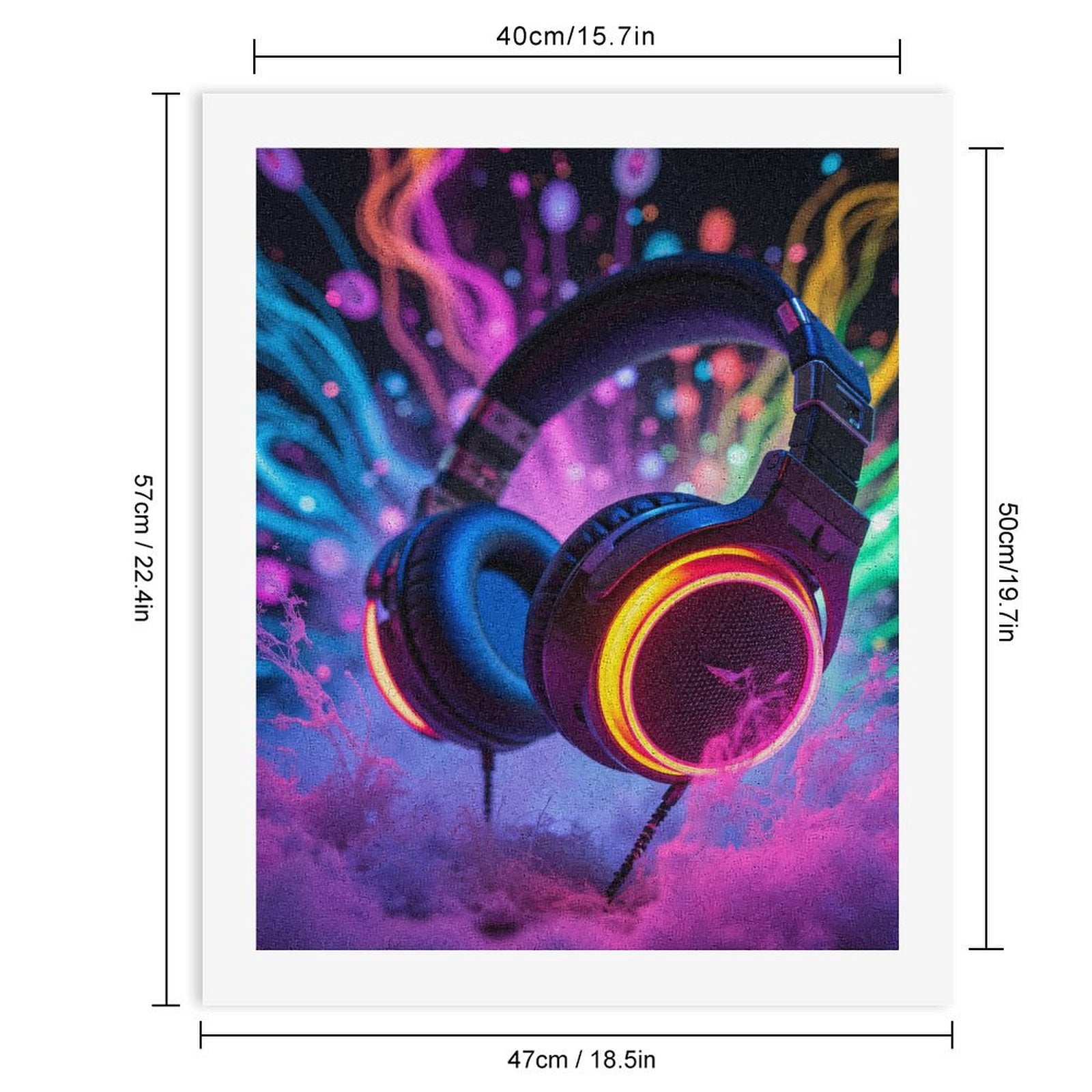 Paint by Numbers Kit for Adults, Neon Headphones Music Art Vibes Paint by Numbers, Easy Paint by Numbers Kit for Adults Beginner, DIY Adult Paint by Number Kits on Canvas, Home Decor