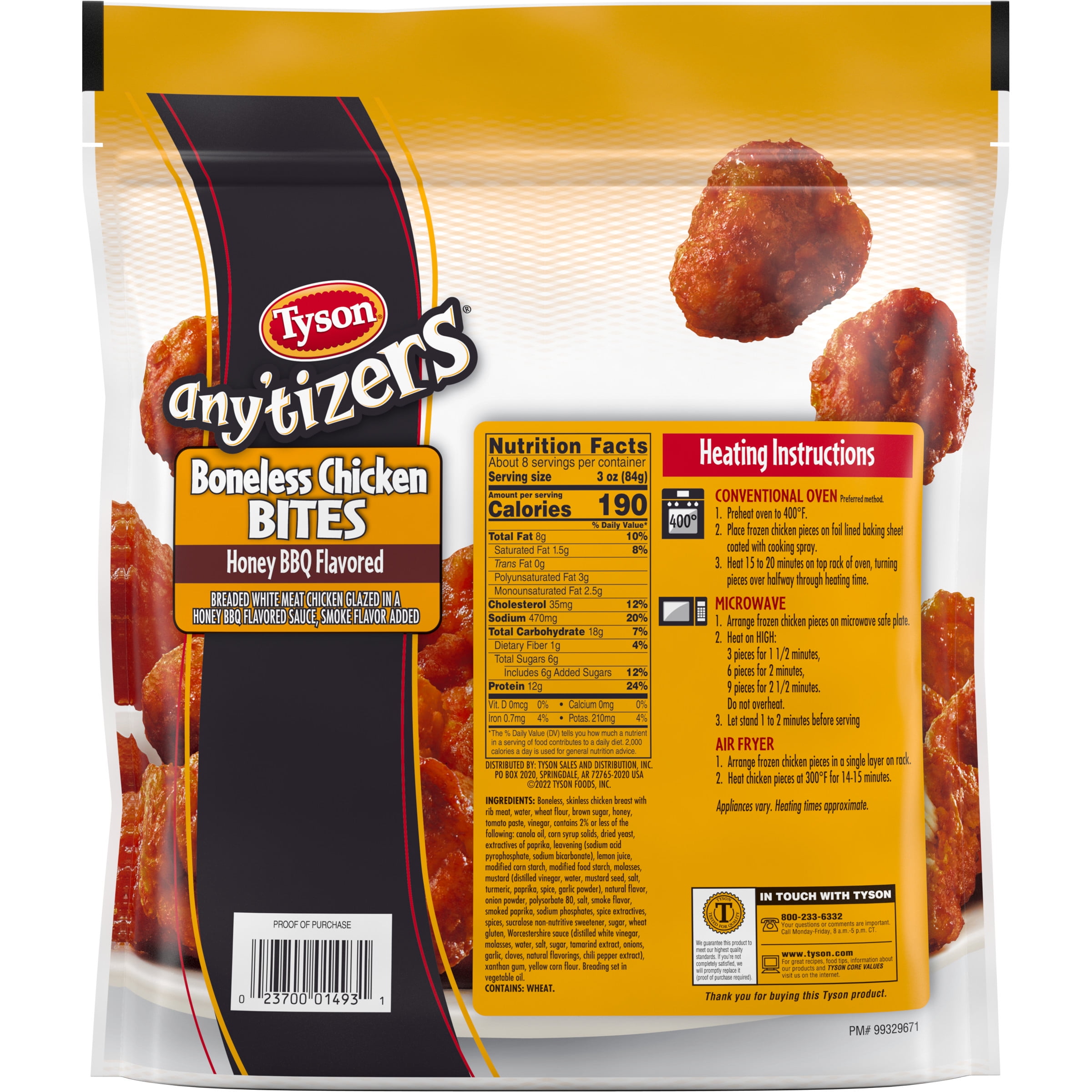 Buy Tyson Any'tizers Honey BBQ Boneless Chicken Bites, 1.5 lb Bag